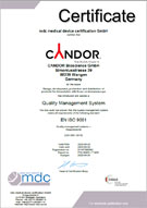 DIN EN ISO 9001:2015 Zertifikat CANDOR Bioscience